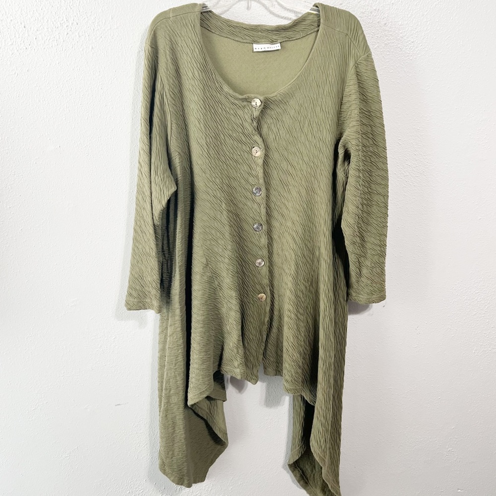 Bryn Walker safe green asymmetrical button front tunic dress med